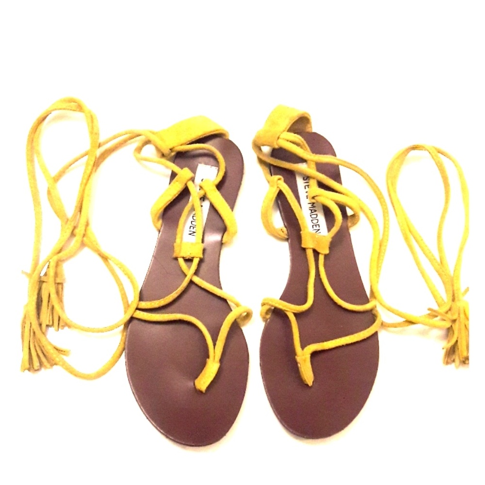 Yellow Lace Up Sandals